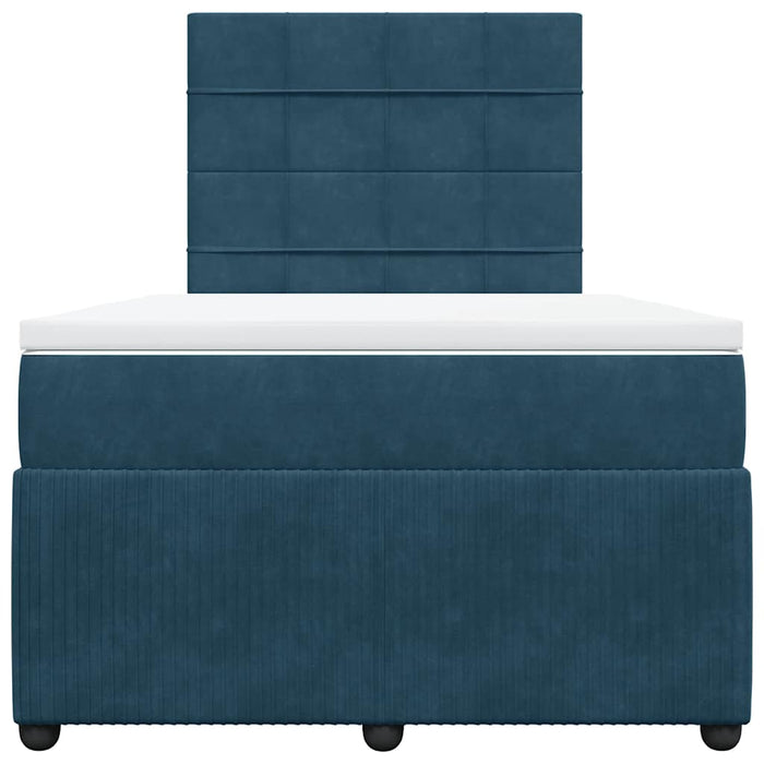 Pat box spring cu saltea, albastru închis, 120x200 cm, catifea WALTI