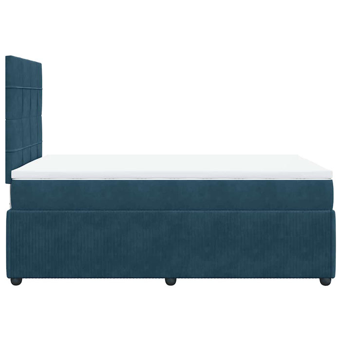 Pat box spring cu saltea, albastru închis, 120x200 cm, catifea WALTI