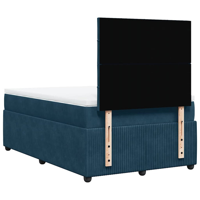 Pat box spring cu saltea, albastru închis, 120x200 cm, catifea WALTI