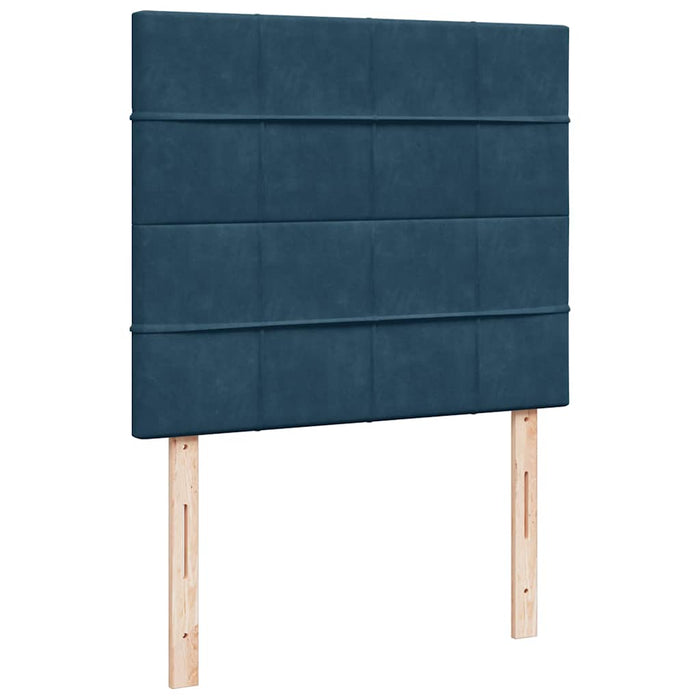 Pat box spring cu saltea, albastru închis, 120x200 cm, catifea WALTI