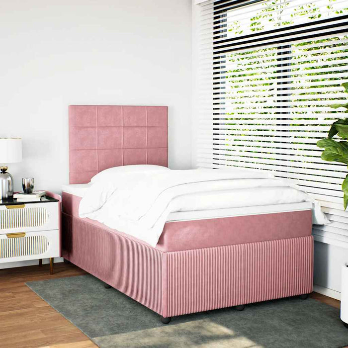 Pat box spring cu saltea, roz, 120x200 cm, catifea - WALTI WALTI