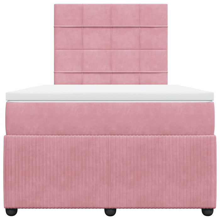 Pat box spring cu saltea, roz, 120x200 cm, catifea - WALTI WALTI