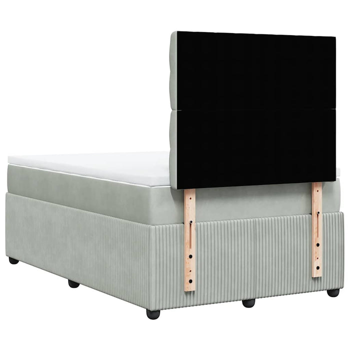 Pat continental cu saltea, gri deschis, 120x200 cm, catifea - WALTI WALTI