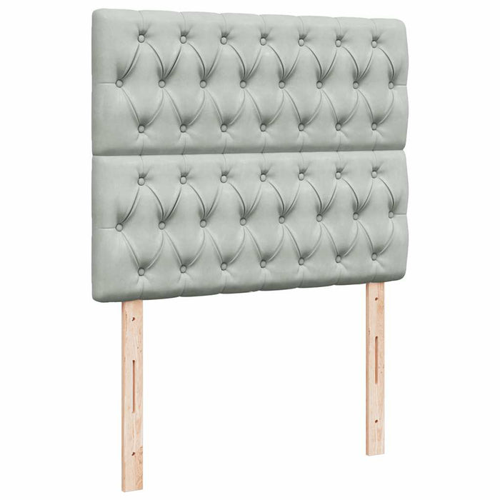 Pat continental cu saltea, gri deschis, 120x200 cm, catifea - WALTI WALTI