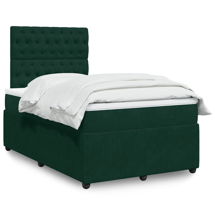 Pat box spring cu saltea, verde închis, 120x200 cm, catifea - WALTI WALTI