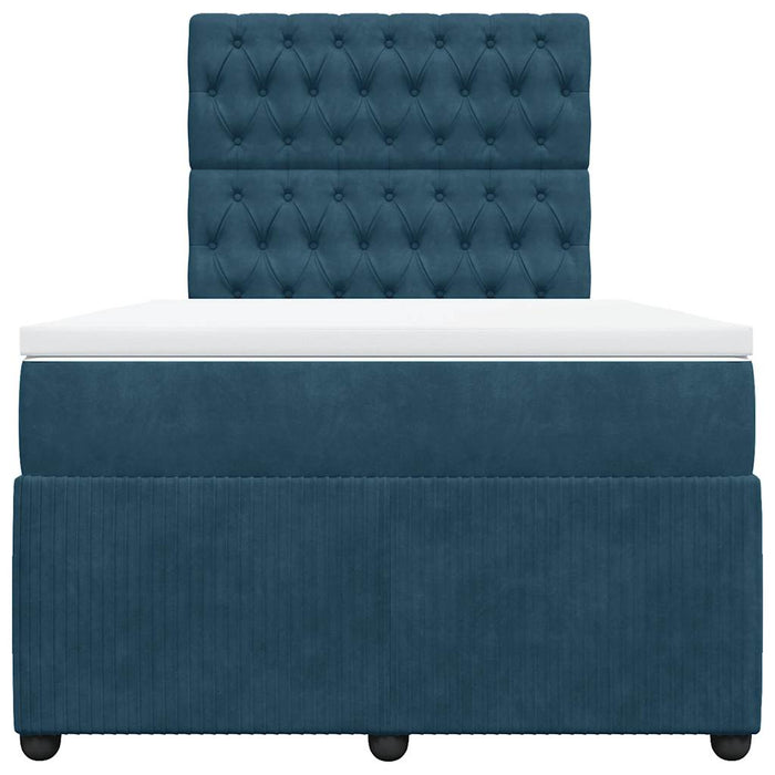 Pat box spring cu saltea, albastru închis, 120x200 cm, catifea - WALTI WALTI