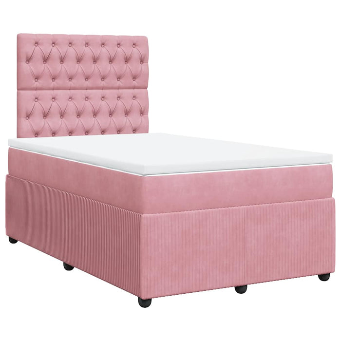 Pat box spring cu saltea, roz, 120x200 cm, catifea - WALTI WALTI