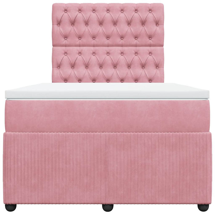 Pat box spring cu saltea, roz, 120x200 cm, catifea - WALTI WALTI