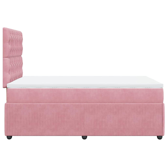 Pat box spring cu saltea, roz, 120x200 cm, catifea - WALTI WALTI