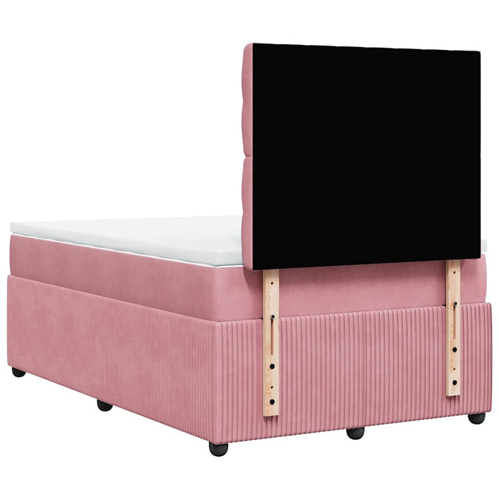 Pat box spring cu saltea, roz, 120x200 cm, catifea - WALTI WALTI