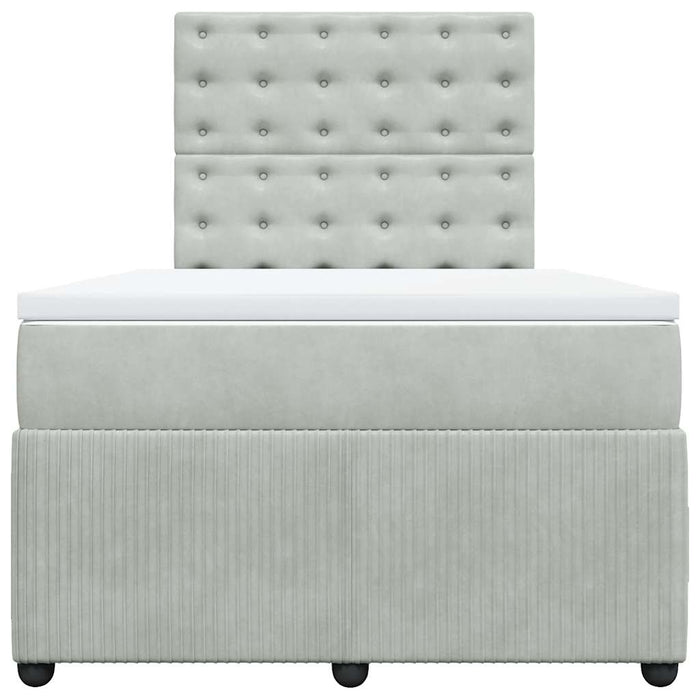 Pat continental cu saltea, gri deschis, 120x200 cm, catifea WALTI
