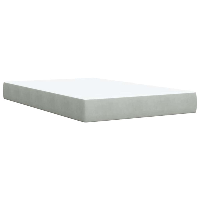 Pat continental cu saltea, gri deschis, 120x200 cm, catifea WALTI