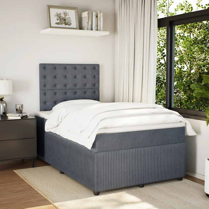 Pat box spring cu saltea, gri închis, 120x200 cm, catifea - WALTI WALTI