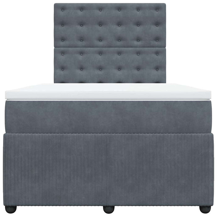 Pat box spring cu saltea, gri închis, 120x200 cm, catifea - WALTI WALTI