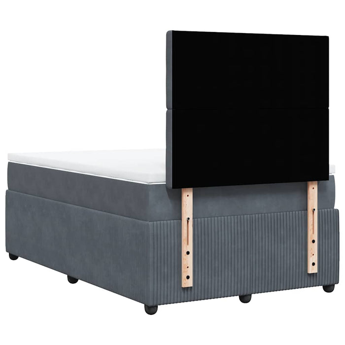 Pat box spring cu saltea, gri închis, 120x200 cm, catifea - WALTI WALTI
