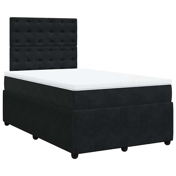 Pat box spring cu saltea, negru, 120x200 cm, catifea WALTI