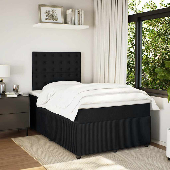 Pat box spring cu saltea, negru, 120x200 cm, catifea WALTI