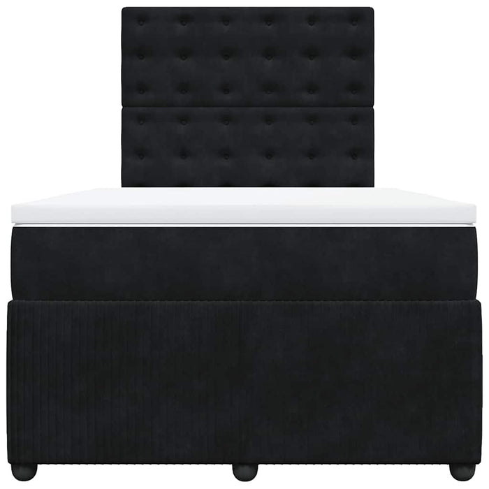 Pat box spring cu saltea, negru, 120x200 cm, catifea WALTI