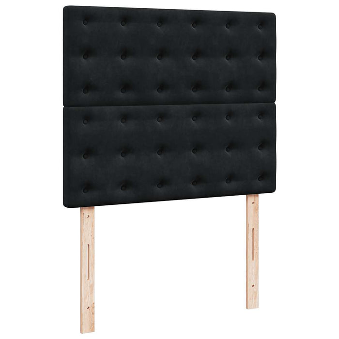 Pat box spring cu saltea, negru, 120x200 cm, catifea WALTI