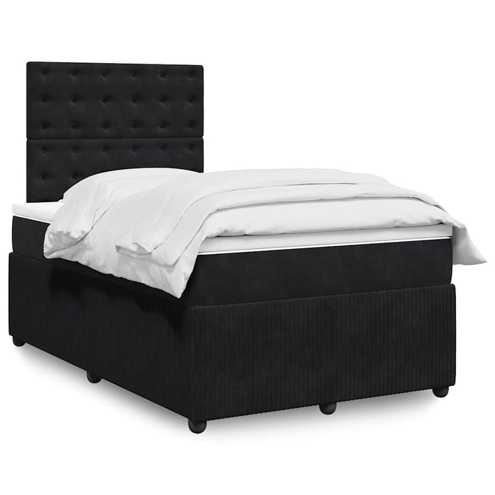 Pat box spring cu saltea, negru, 120x200 cm, catifea WALTI