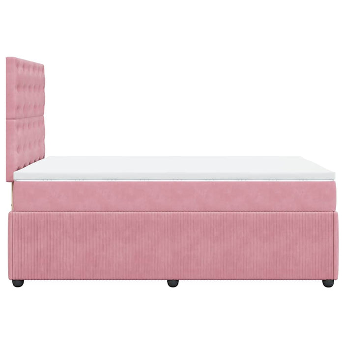 Pat box spring cu saltea, roz, 120x200 cm, catifea - WALTI WALTI