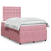 Pat box spring cu saltea, roz, 120x200 cm, catifea - WALTI WALTI