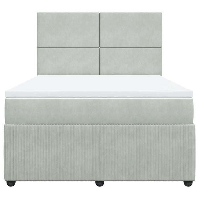 Pat box spring cu saltea, gri deschis, 140x190 cm, catifea - WALTI WALTI