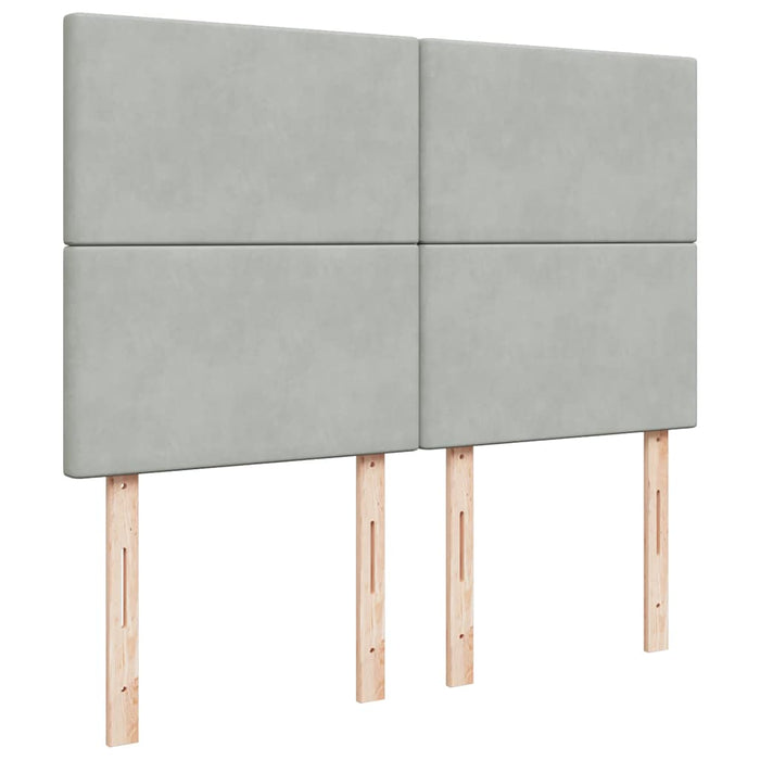 Pat box spring cu saltea, gri deschis, 140x190 cm, catifea - WALTI WALTI