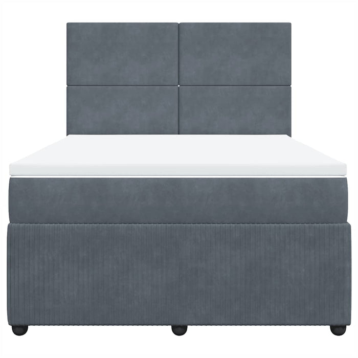 Pat box spring cu saltea, gri închis, 140x190 cm, catifea WALTI