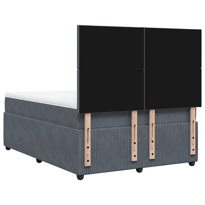 Pat box spring cu saltea, gri închis, 140x190 cm, catifea WALTI