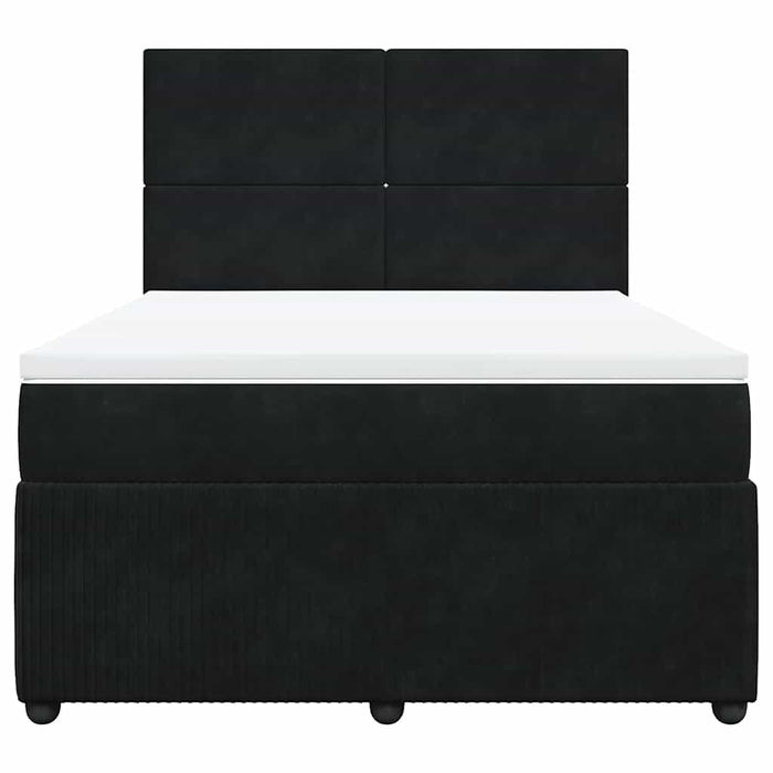 Pat box spring cu saltea, negru, 140x190 cm, catifea WALTI