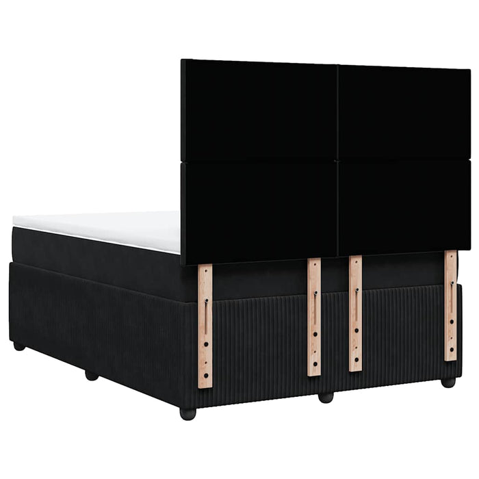 Pat box spring cu saltea, negru, 140x190 cm, catifea WALTI