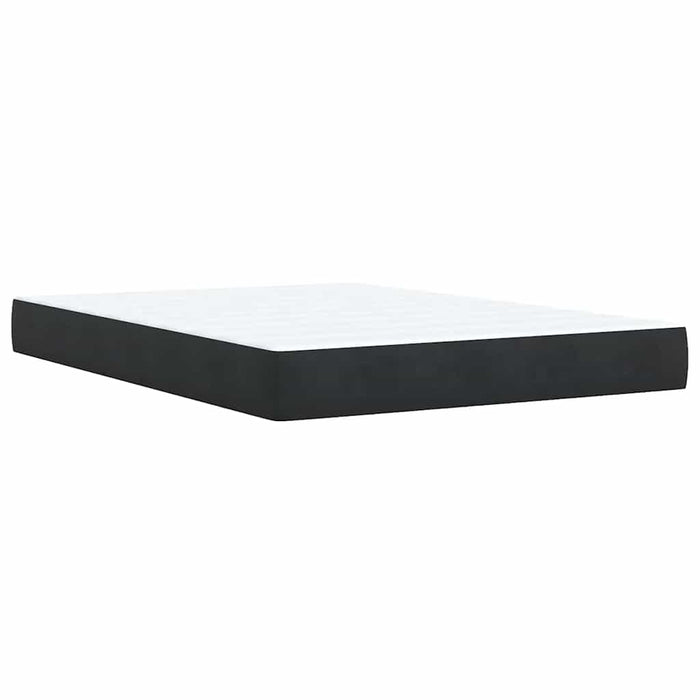 Pat box spring cu saltea, negru, 140x190 cm, catifea WALTI