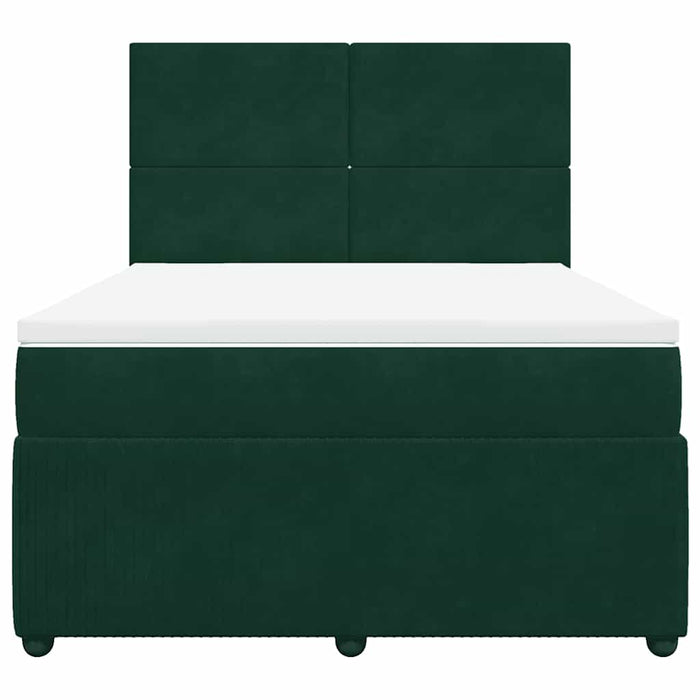 Pat box spring cu saltea, verde închis, 140x190 cm, catifea WALTI