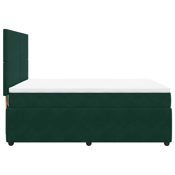 Pat box spring cu saltea, verde închis, 140x190 cm, catifea WALTI