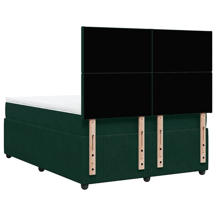 Pat box spring cu saltea, verde închis, 140x190 cm, catifea WALTI