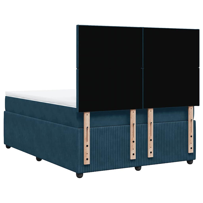 Pat box spring cu saltea, albastru închis, 140x190 cm, catifea WALTI