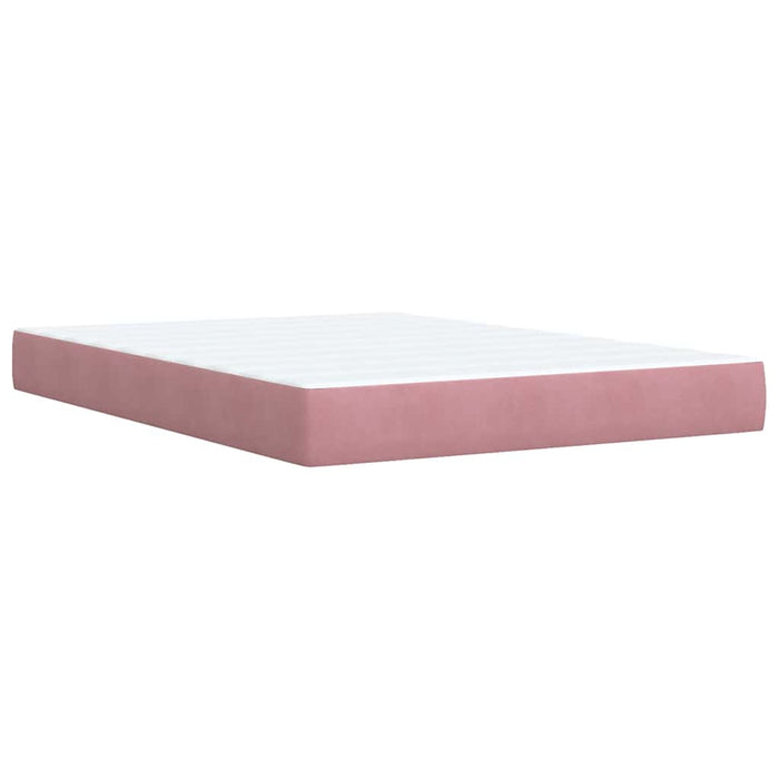 Pat box spring cu saltea, roz, 140x190 cm, catifea WALTI