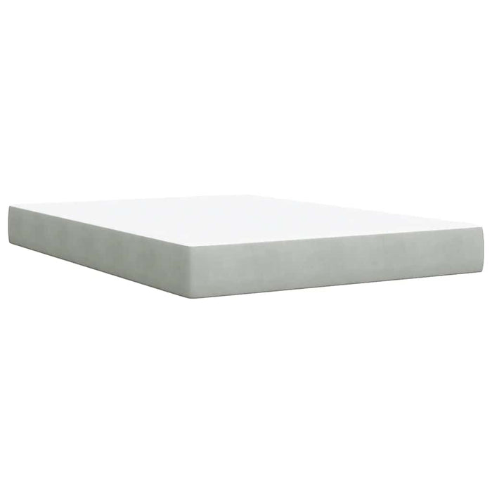 Pat box spring cu saltea, gri deschis, 140x190 cm, catifea WALTI