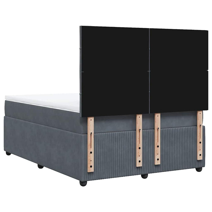 Pat box spring cu saltea, gri închis, 140x190 cm, catifea - WALTI WALTI