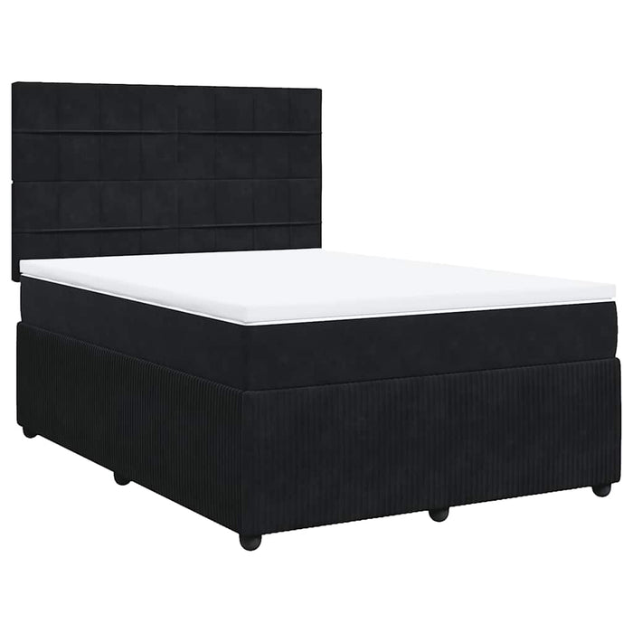 Pat box spring cu saltea, negru, 140x190 cm, catifea - WALTI WALTI