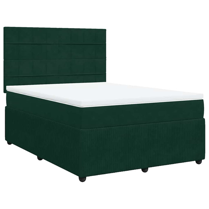 Pat box spring cu saltea, verde închis, 140x190 cm, catifea - WALTI WALTI