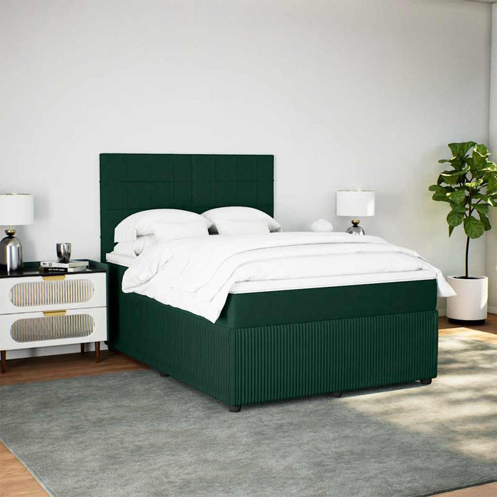 Pat box spring cu saltea, verde închis, 140x190 cm, catifea - WALTI WALTI
