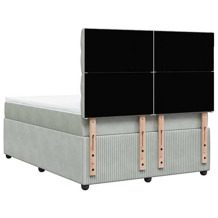 Pat box spring cu saltea, gri deschis, 140x190 cm, catifea - WALTI WALTI
