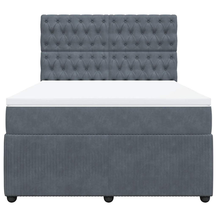 Pat box spring cu saltea, gri închis, 140x190 cm, catifea WALTI