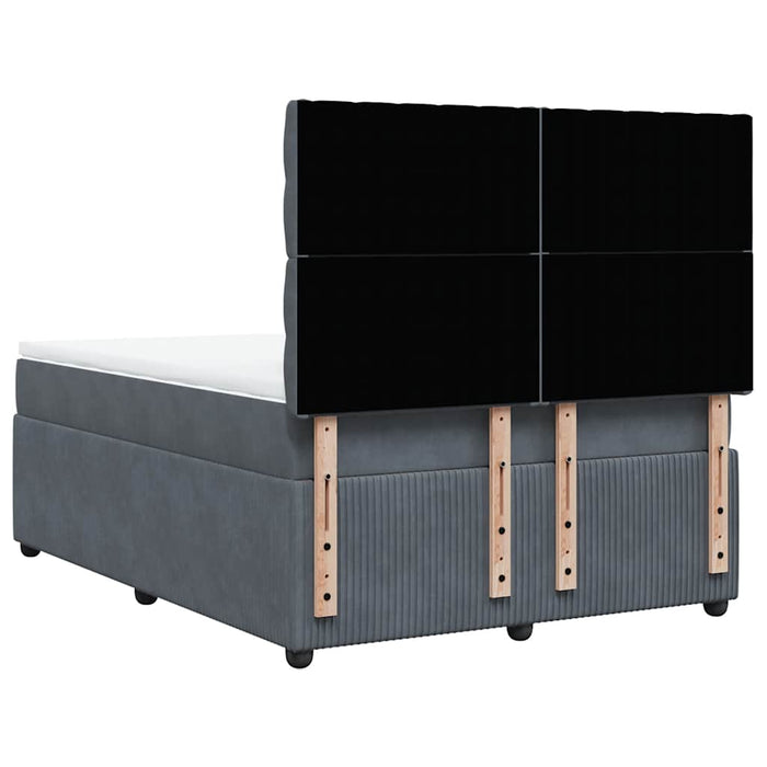 Pat box spring cu saltea, gri închis, 140x190 cm, catifea WALTI