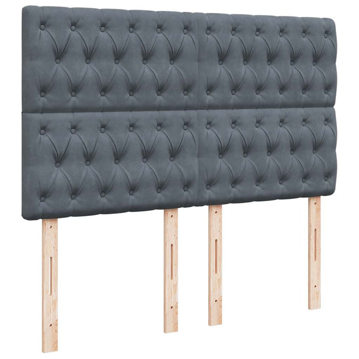 Pat box spring cu saltea, gri închis, 140x190 cm, catifea WALTI