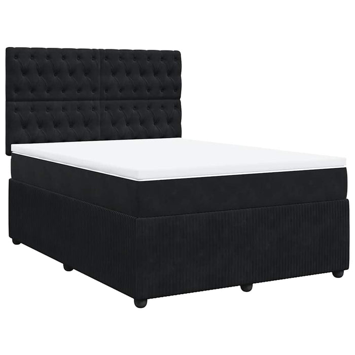 Pat box spring cu saltea, negru, 140x190 cm, catifea - WALTI WALTI