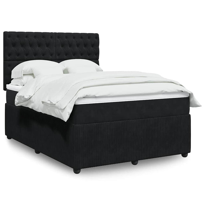 Pat box spring cu saltea, negru, 140x190 cm, catifea - WALTI WALTI