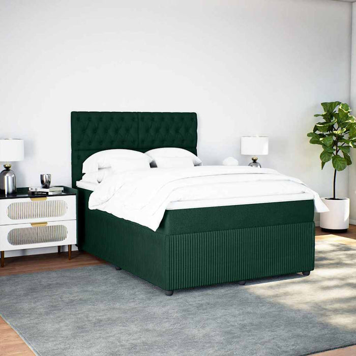 Pat box spring cu saltea, verde închis, 140x190 cm, catifea - WALTI WALTI
